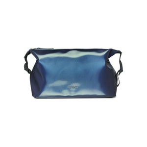 Rains metallic blue washbag with side handles 
