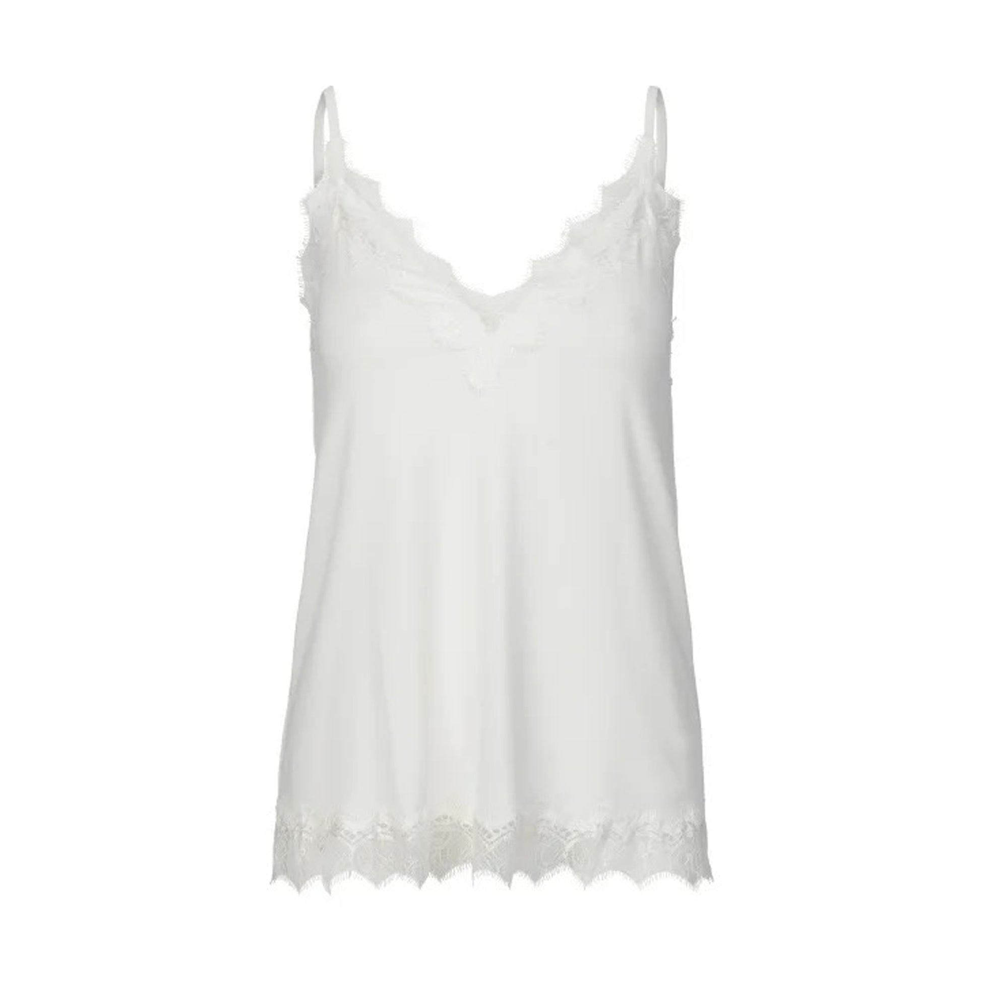 A Rosemunde Strap Lace Top with lace detailing and lightweight fabric.