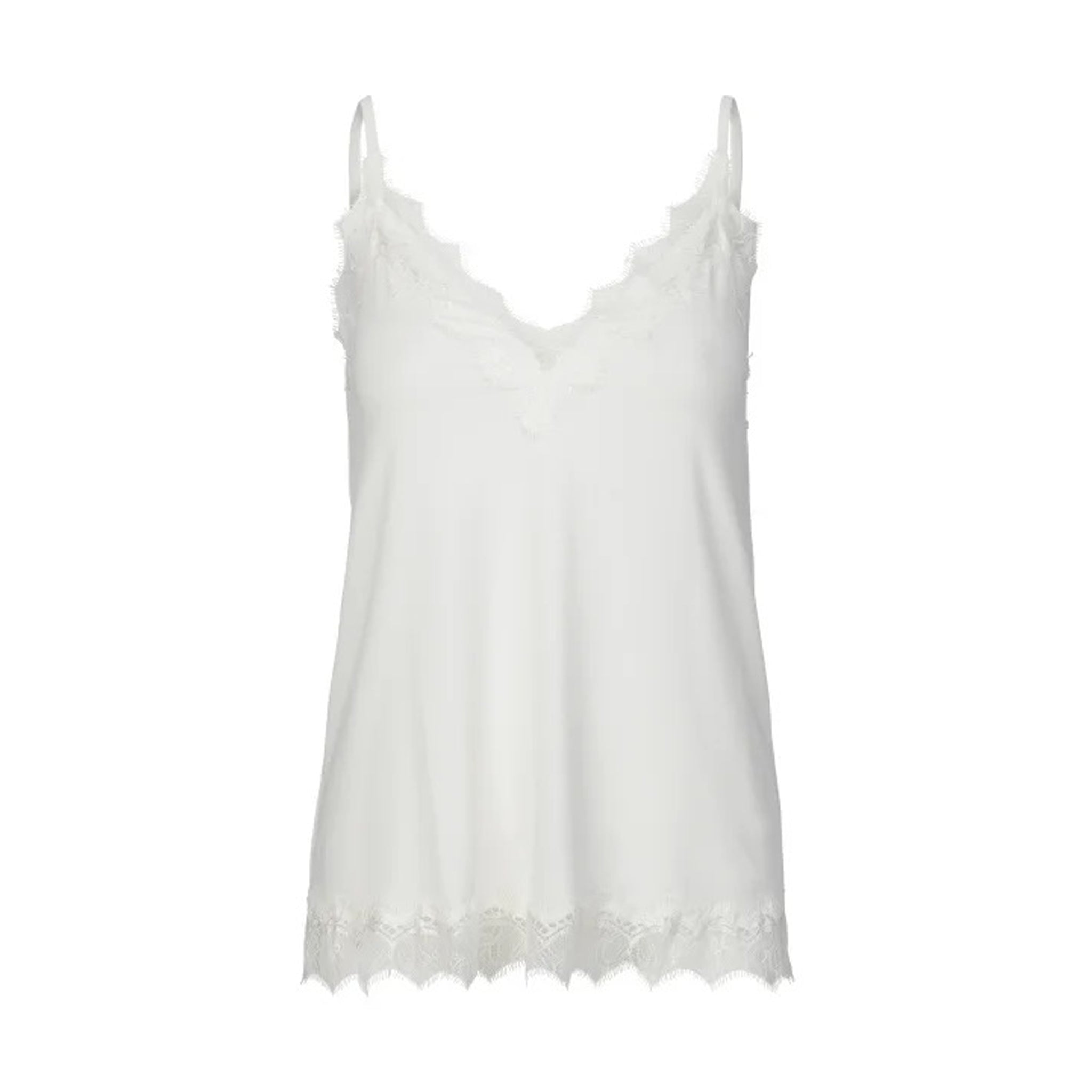 A Rosemunde Strap Lace Top with lace detailing and lightweight fabric.