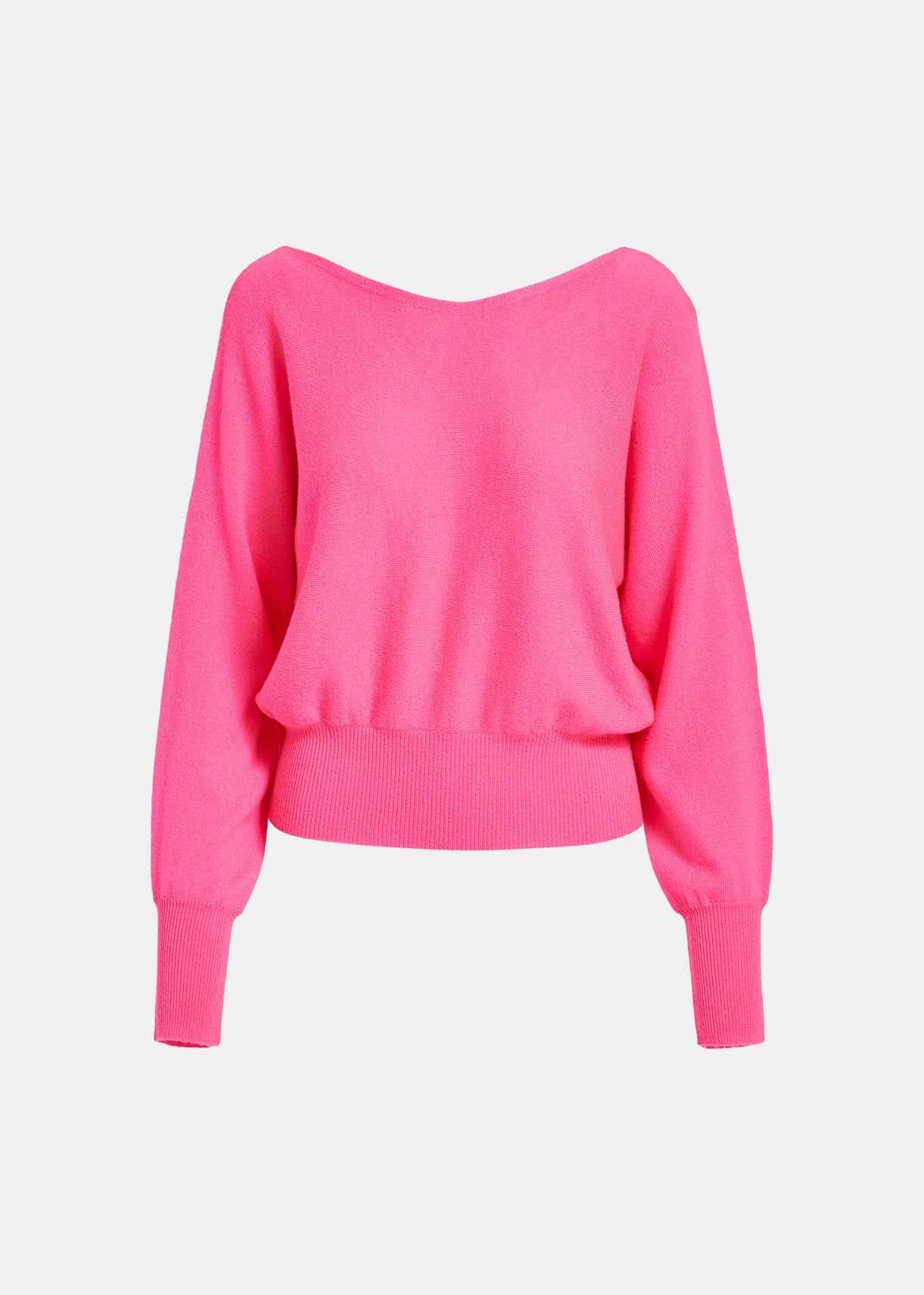 An Epinal Sweater - High Voltage made of merino wool with a ruffled sleeve by Essentiel Antwerp.