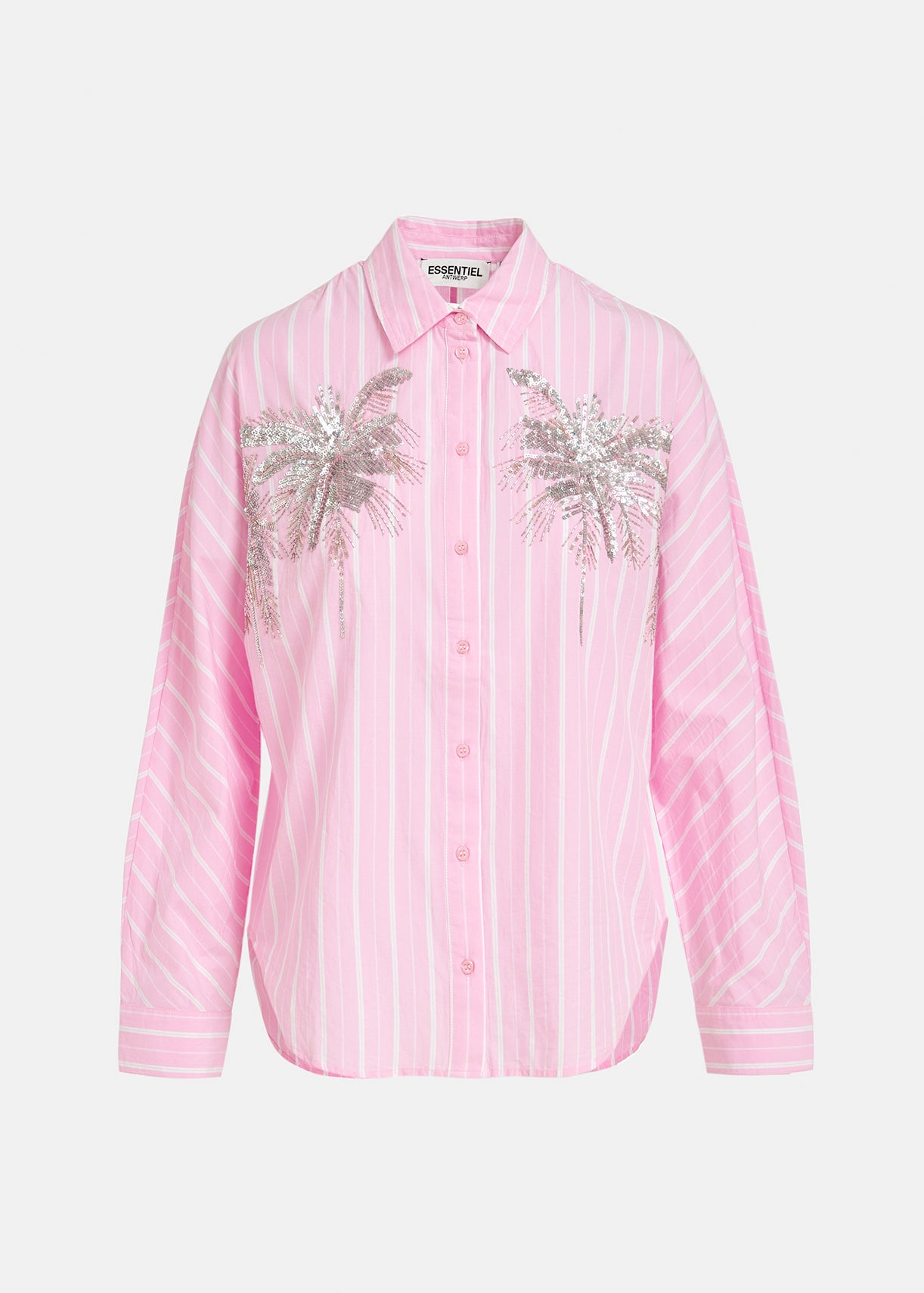 Fresh Shirt - Pink by Essentiel Antwerp with decorative sequin detail on the chest.