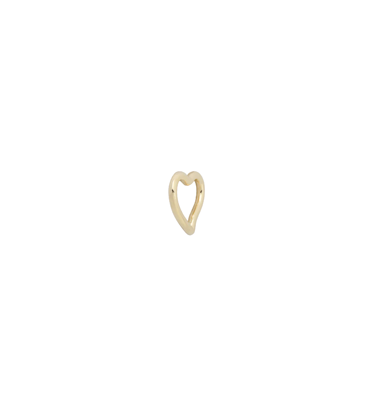 An Anna + Nina Heart Charm - Gold earring on a black background.
