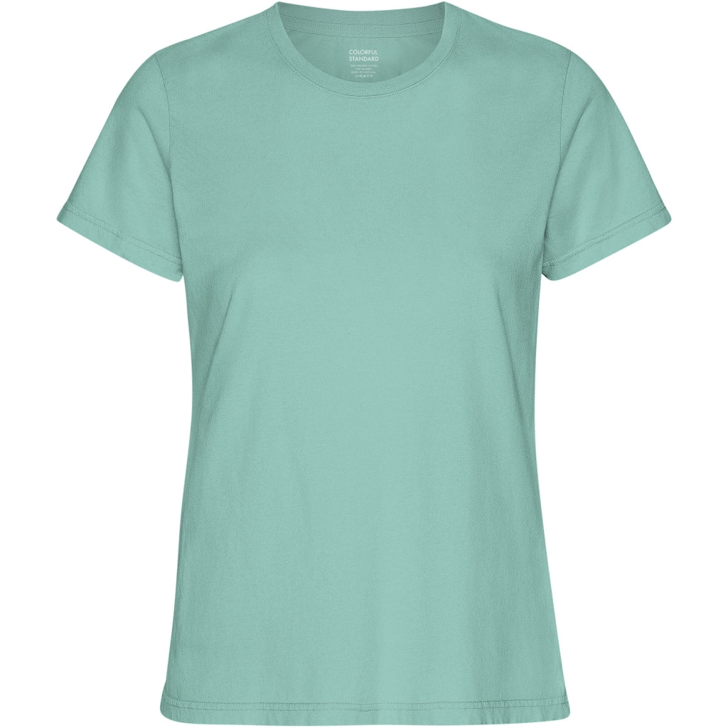 Plain Light Organic Tee in mint green made with environmentally-friendly dye by Colorful Standard on a white background.
