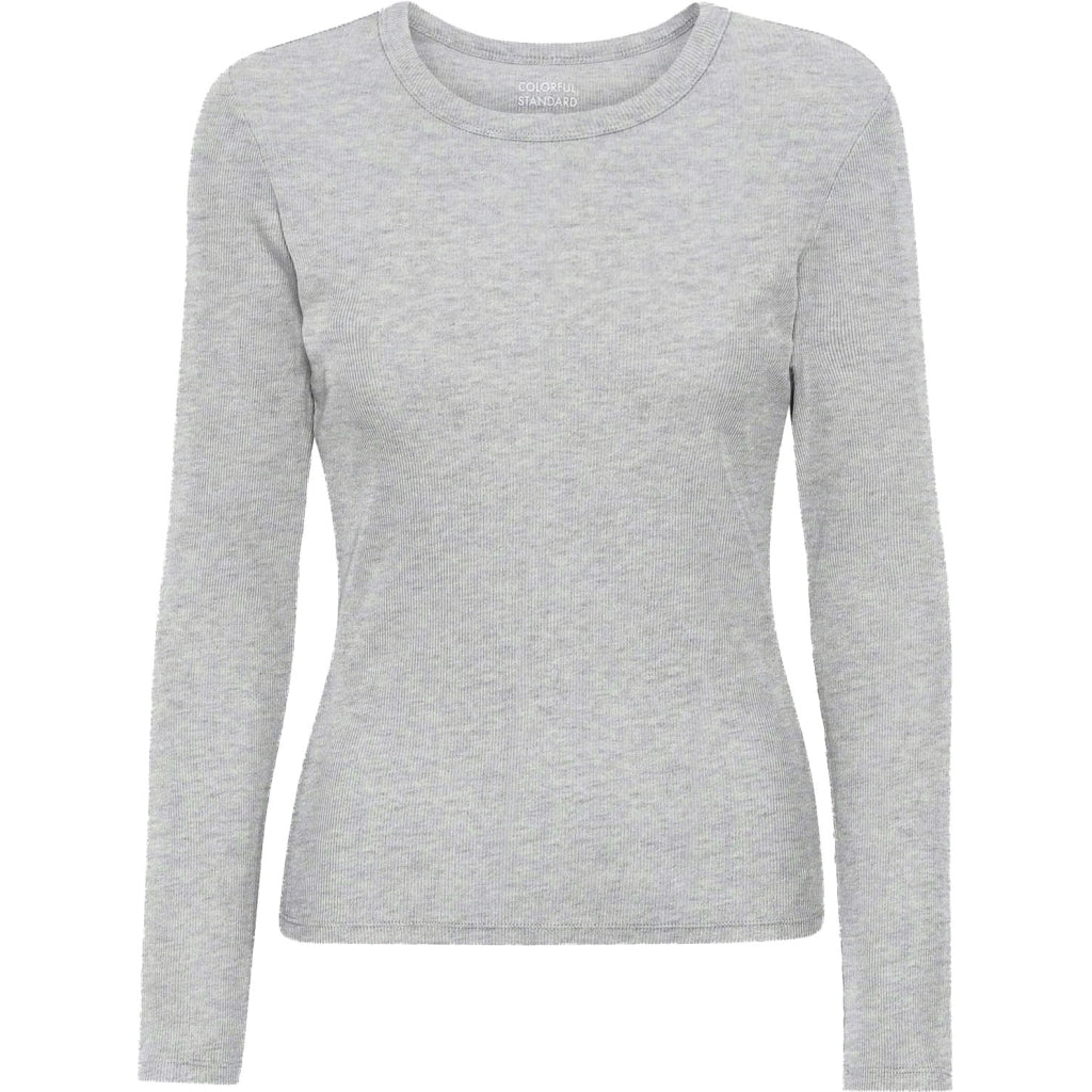 Colorful Standard women's rib long sleeve tshirt in grey product front shot