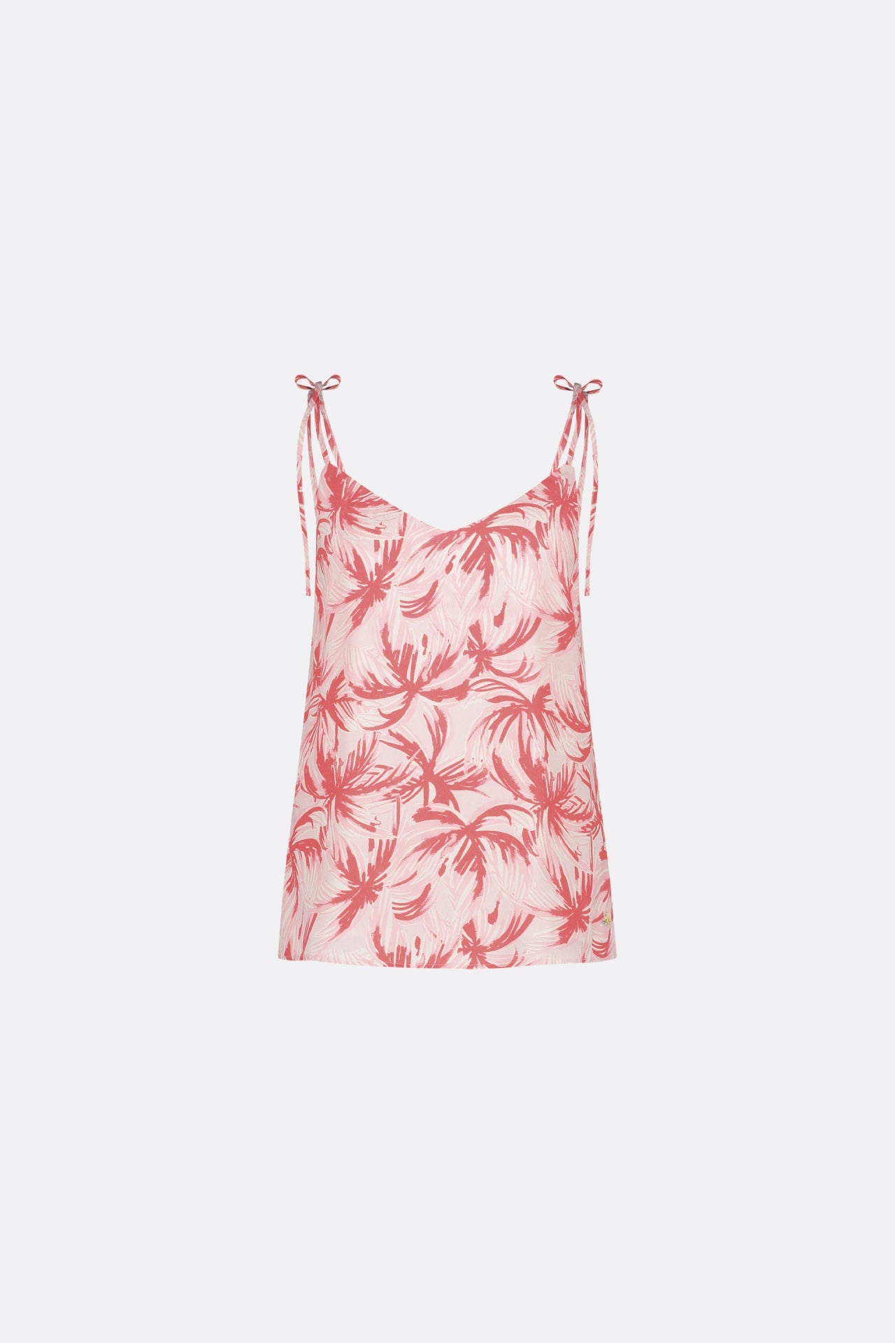 A Palmeraie Mini top from Fabienne Chapot with a pink palm print.
