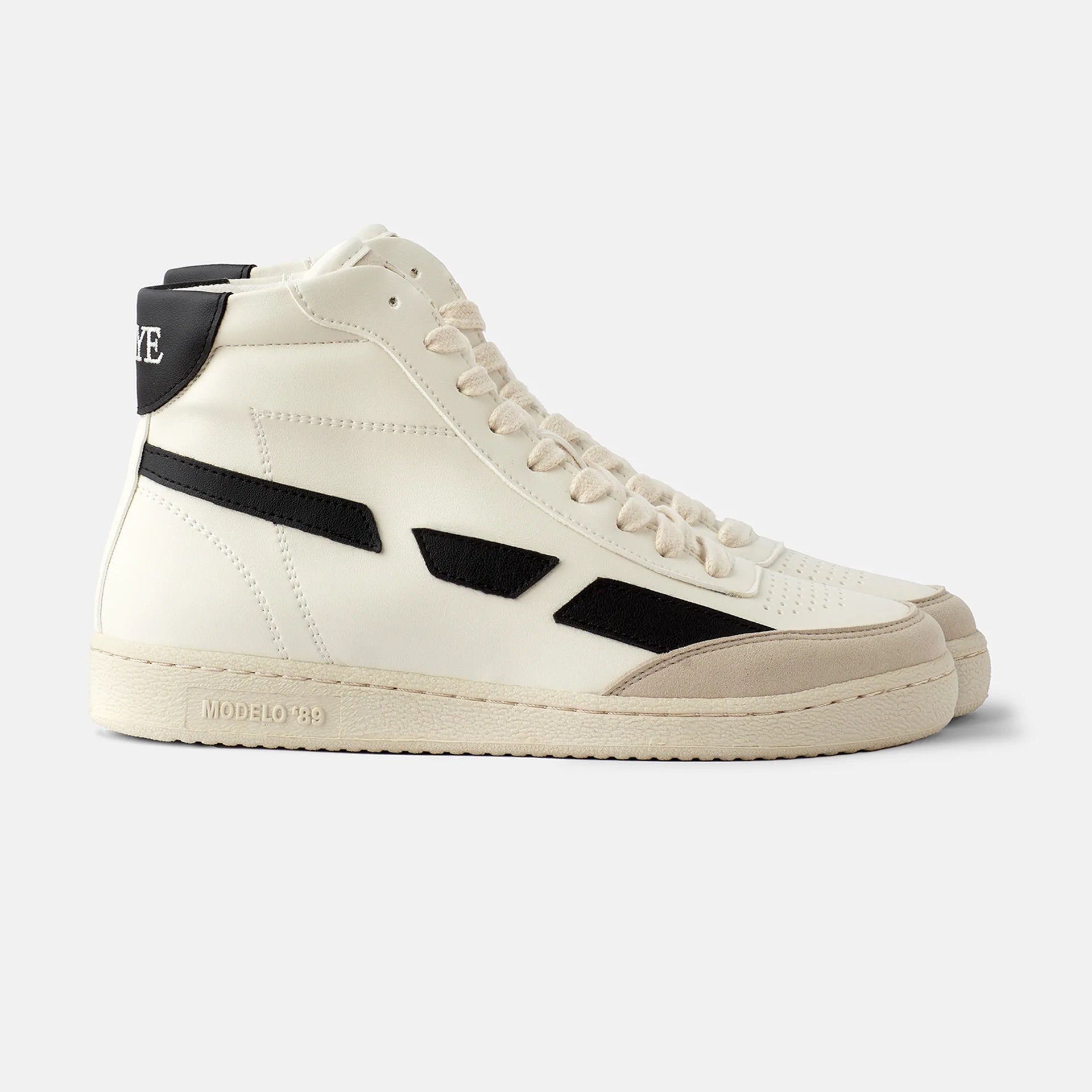 A SAYE Modelo '89 Hi Sneaker in white and black.
