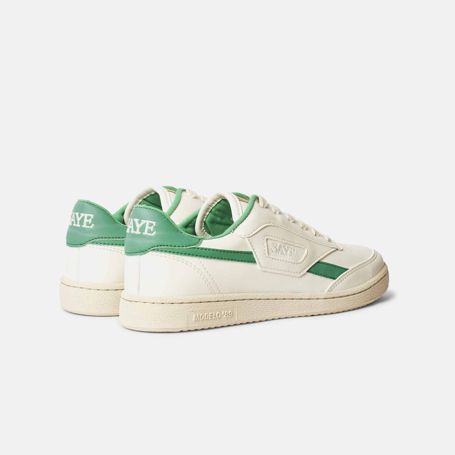 A pair of SAYE Modelo '89 Sneakers - Green that are made with vegan Napa materials.