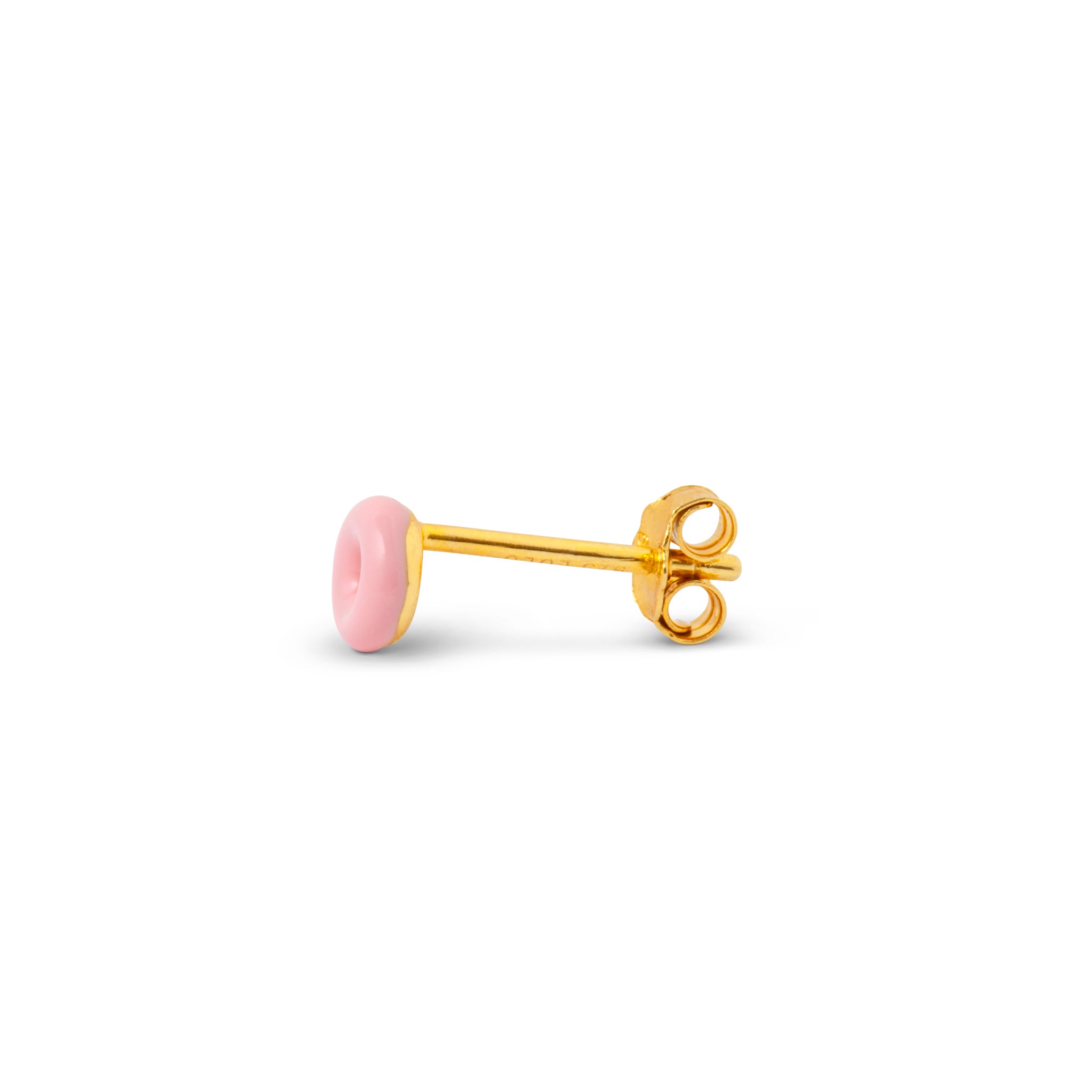A Lulu Copenhagen Donut Single Stud - Light Pink earring in baby pink on a white background.