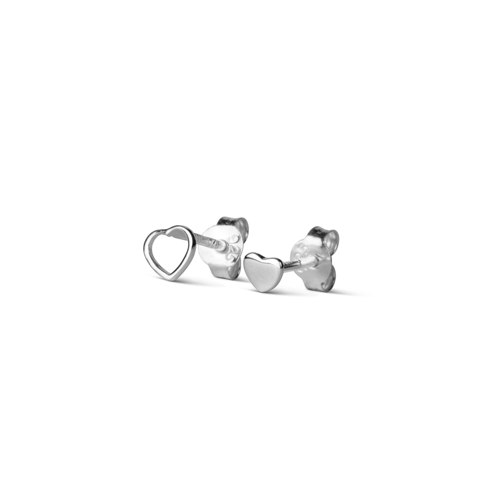 A pair of shiny silver "Family Love Earring Pair - Silver" earrings by Lulu Copenhagen on a white background.