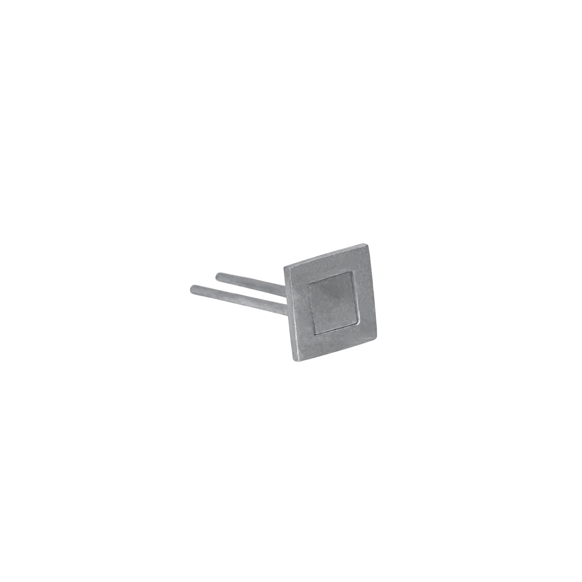A Lulu Copenhagen Family Earring Pair - Silver square stud on a white background.