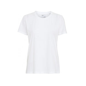 Womens organic tee in white against a whitew backdrop