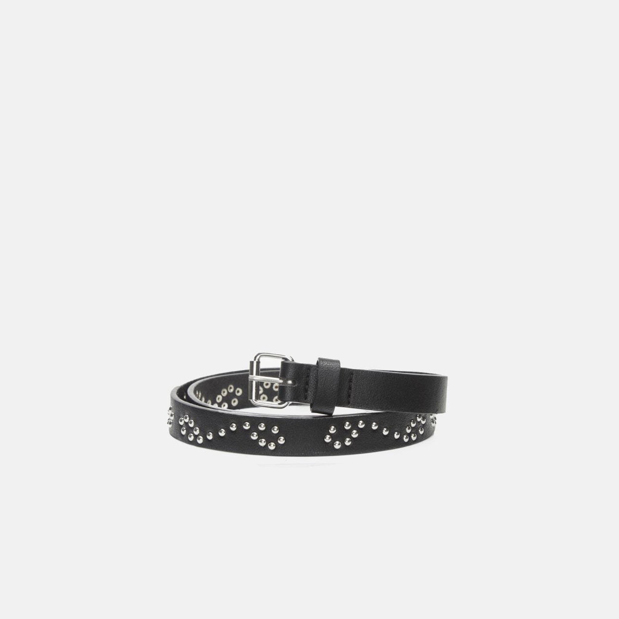 A Fastlane Studded Belt - Black with silver studded details by Fabienne Chapot.