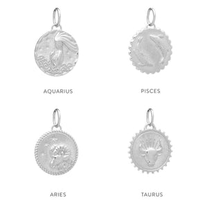 Rachel Jackson Zodiac Art Coin Necklace - Silver
