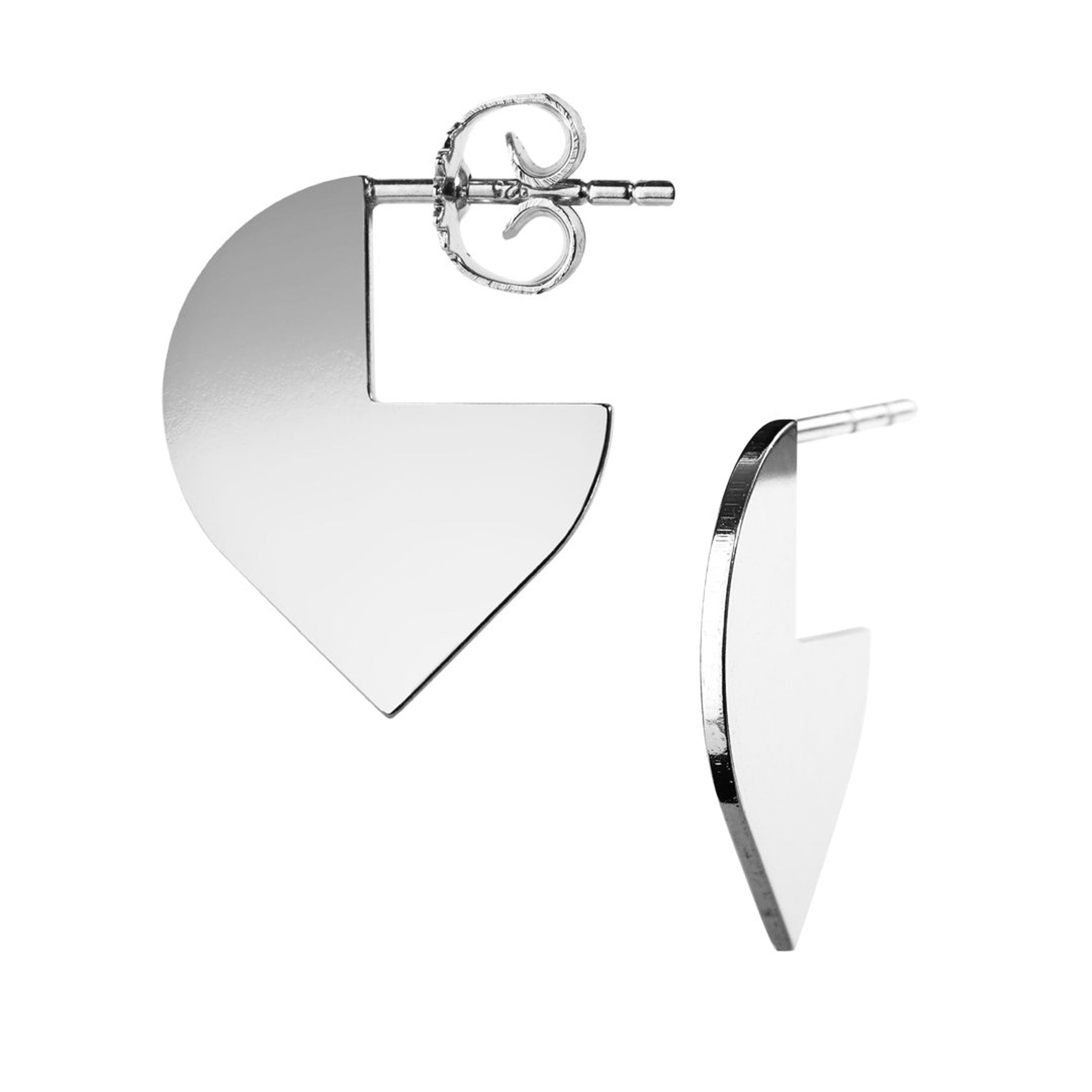 A pair of Large Cut Hoop - Silver earrings from Scherning with a heart shape.