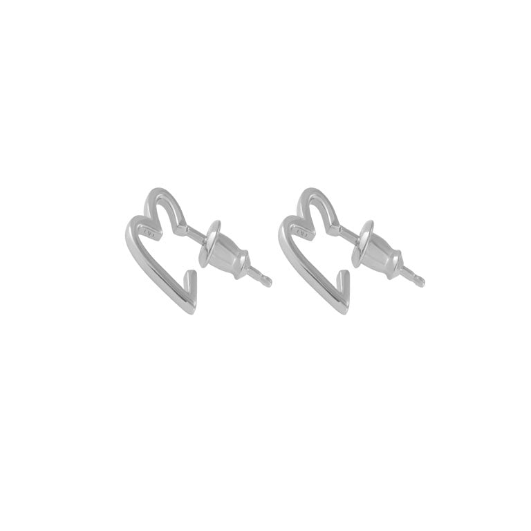A pair of Sweetheart Hoops - Silver earrings made of 925 sterling silver, on a white background by Tada & Toy.